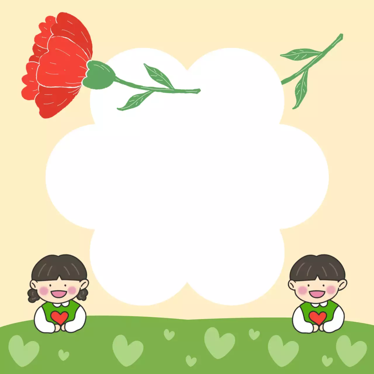 빨강과 초록의 카네이션 감사인사