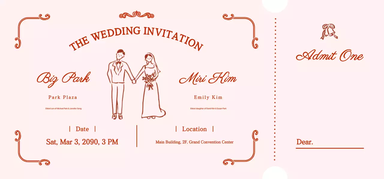 Pink and cute wedding invitation