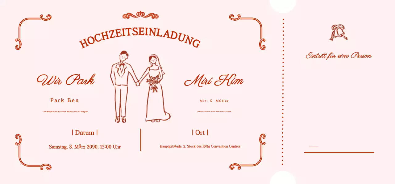 Rosa und süße Hochzeitseinladung