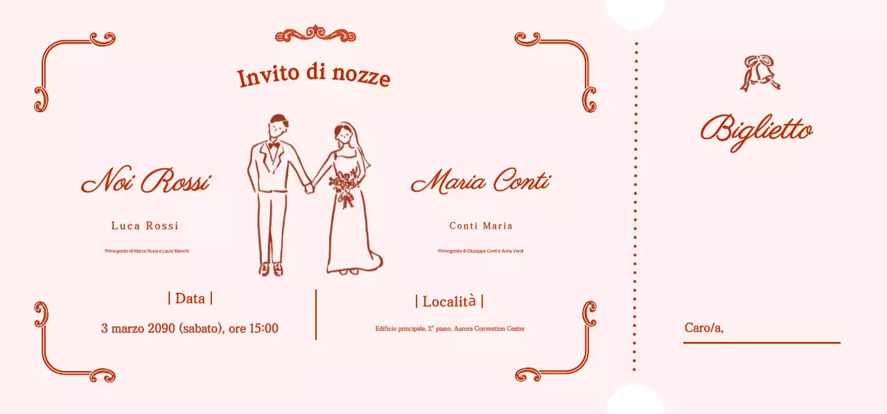 Invito di nozze rosa e grazioso