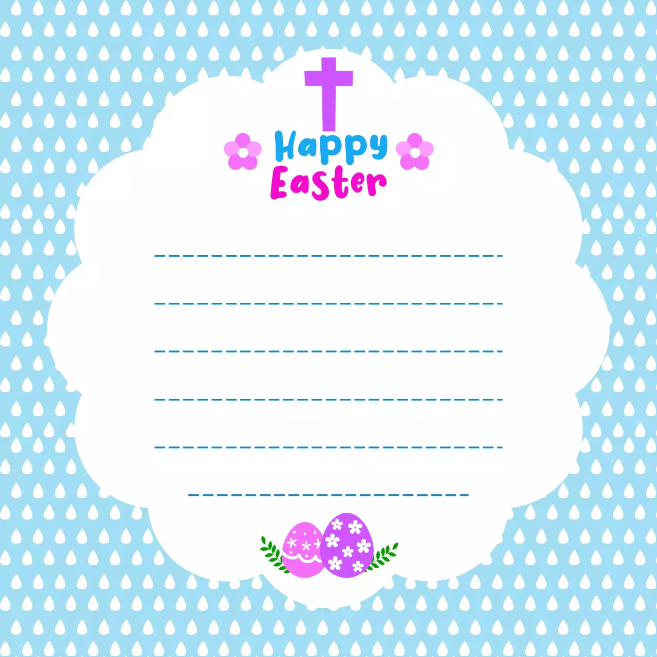 파랑 아기자기한 부활절 편지