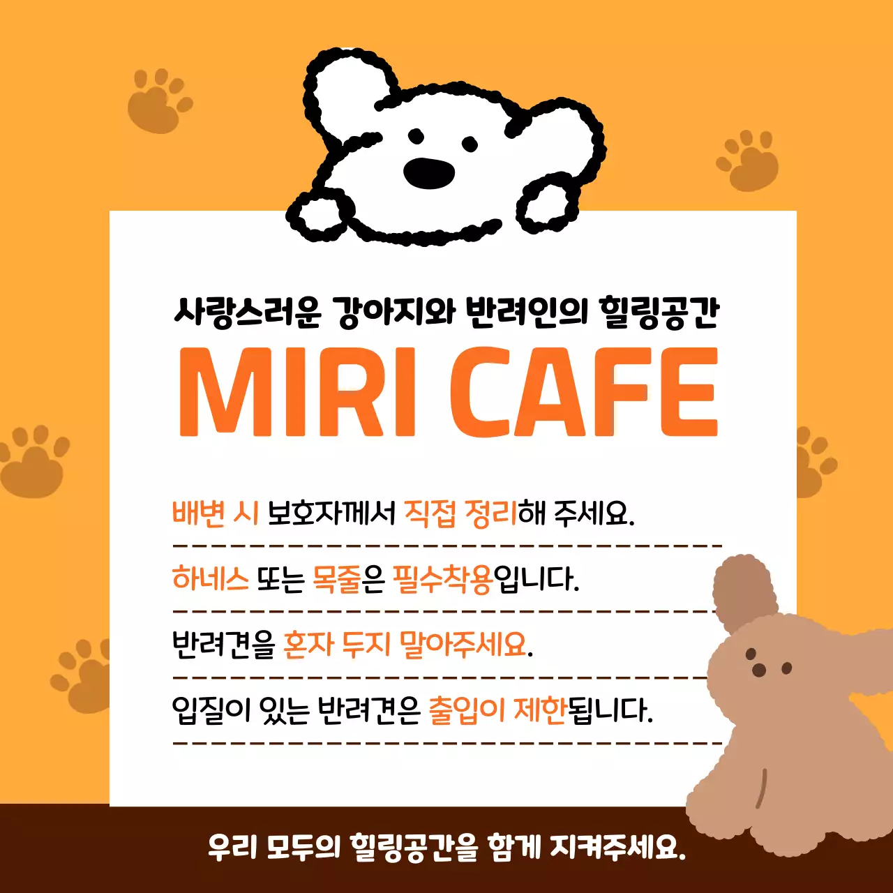 주황 심플 반려동물 카페 안내