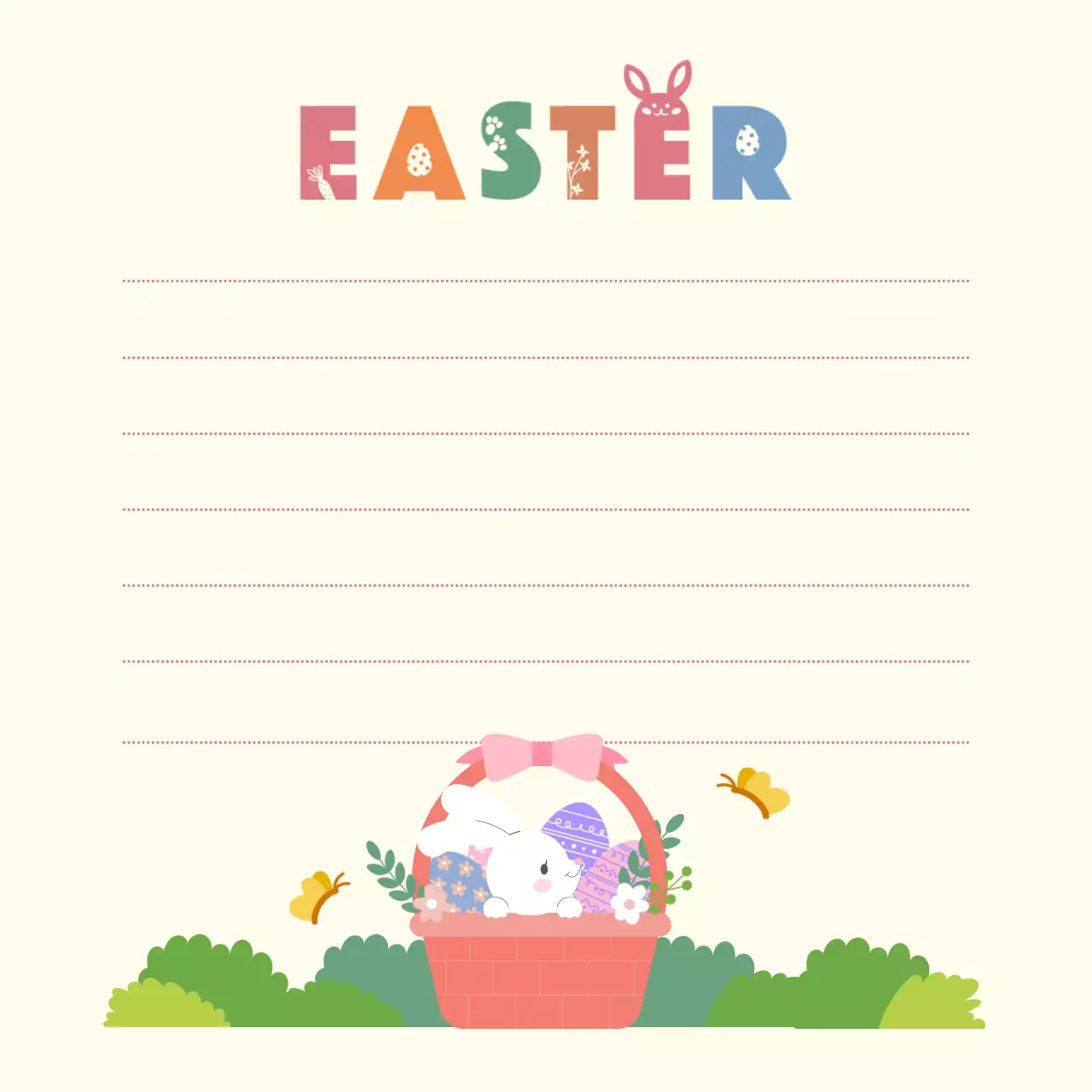 베이지 아기자기한 부활절 편지