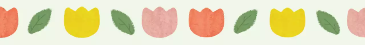 연두배경의 심플한 튤립 모양 줄 테이프