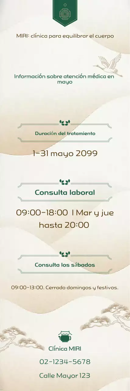 Aviso informativo de la clínica Beige Simple