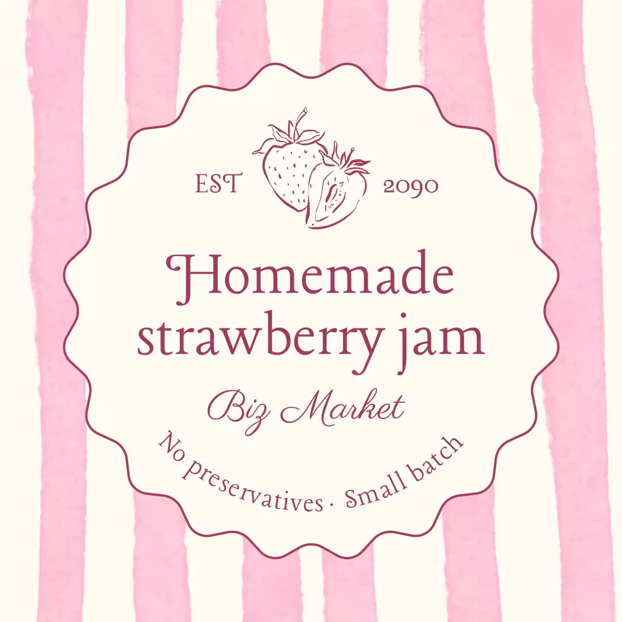 분홍색 심플 수제 딸기잼 홍보