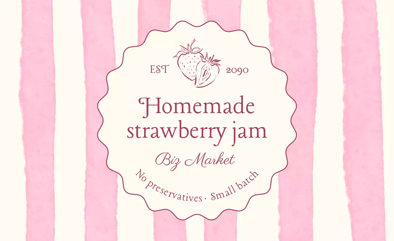 분홍색 심플 수제 딸기잼 홍보