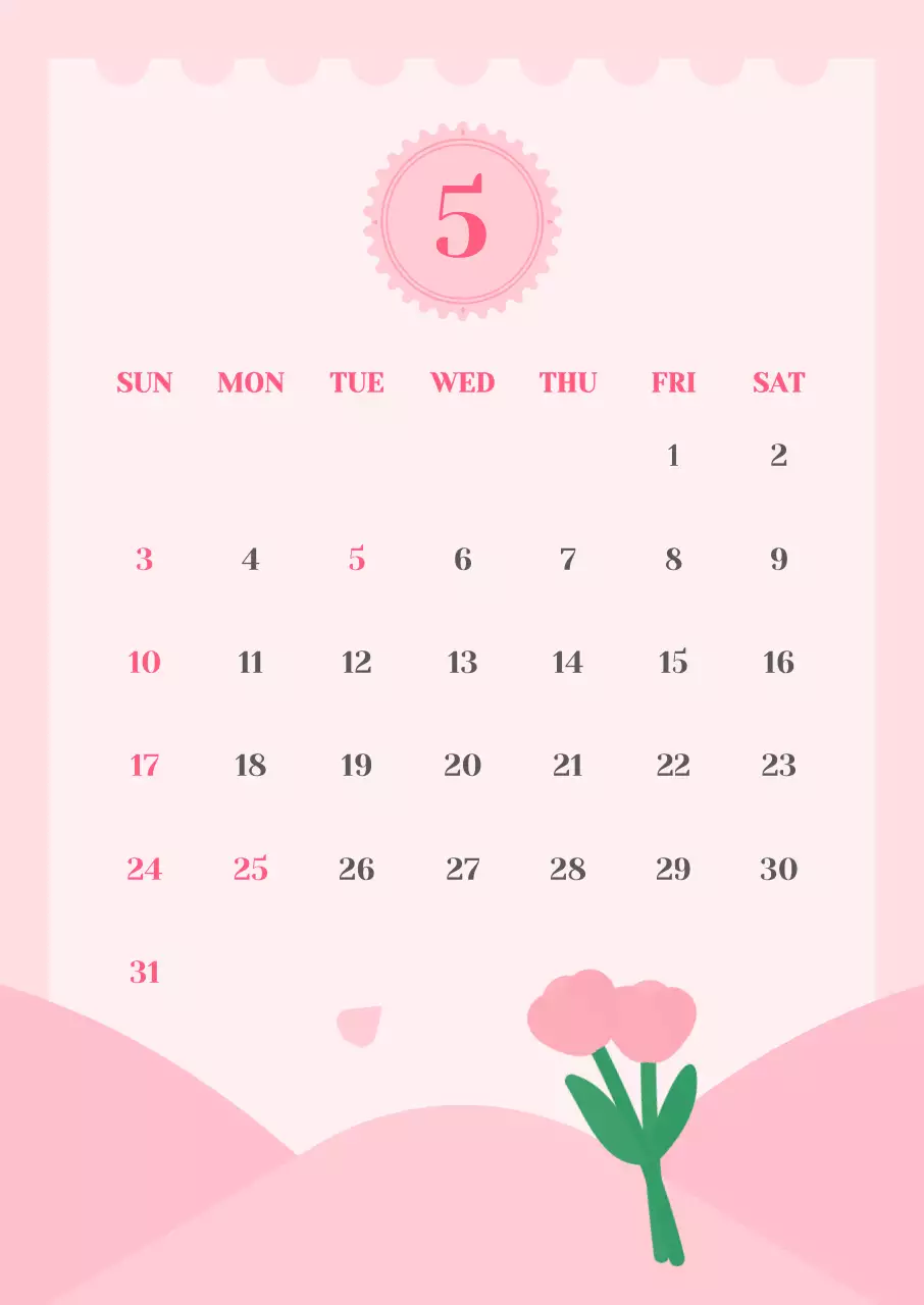 분홍색 아기자기한 5월 계획