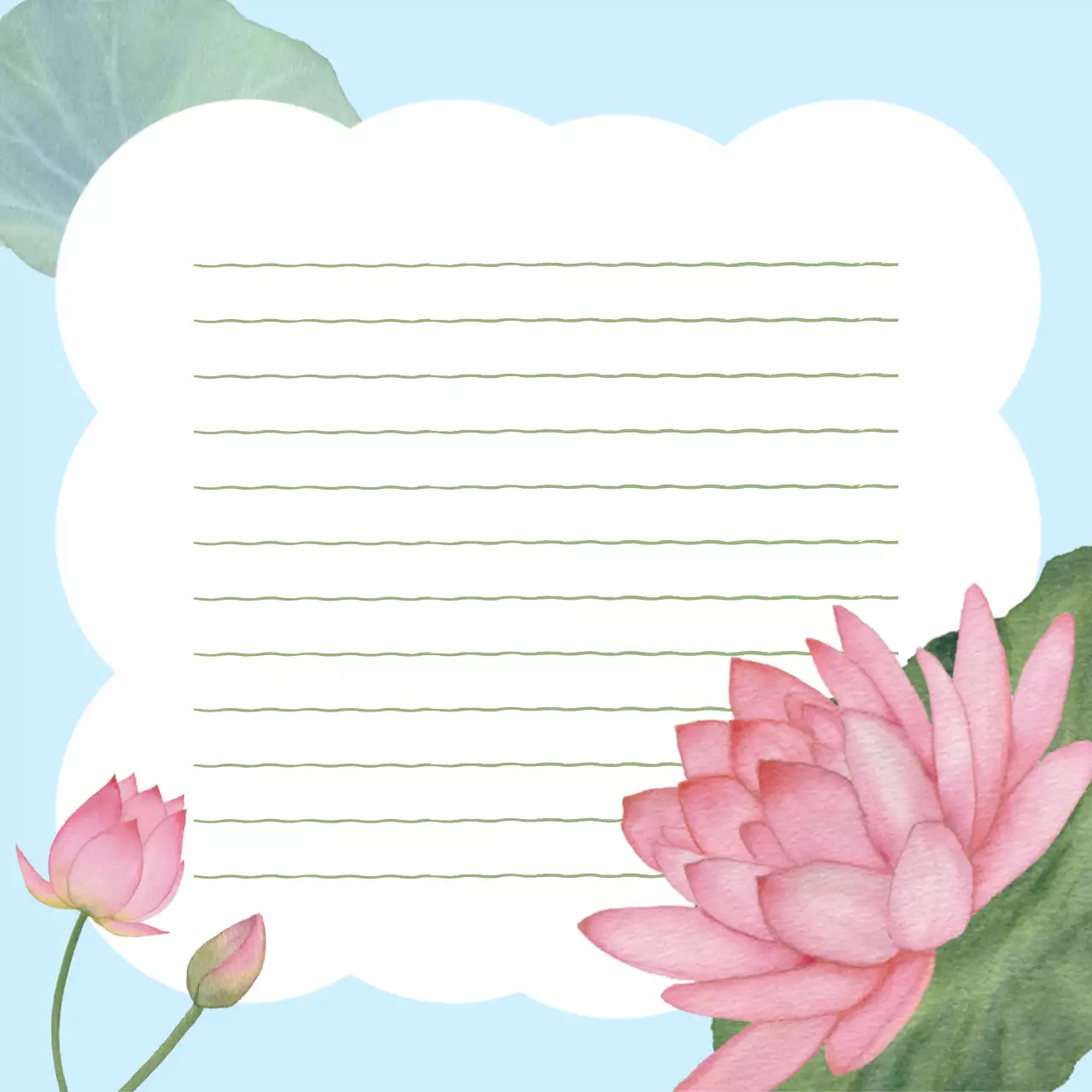 분홍색 심플 연꽃 편지