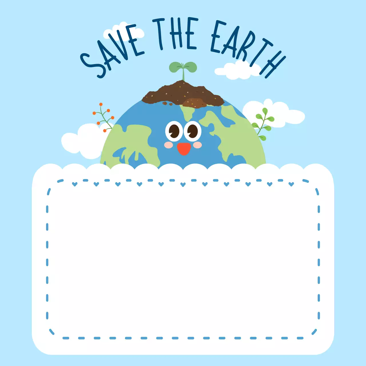 파란색 심플 지구의 날 환경 보호 캠페인