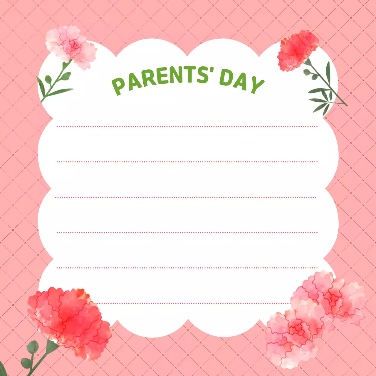 붉은색 아기자기한 어버이날 카드