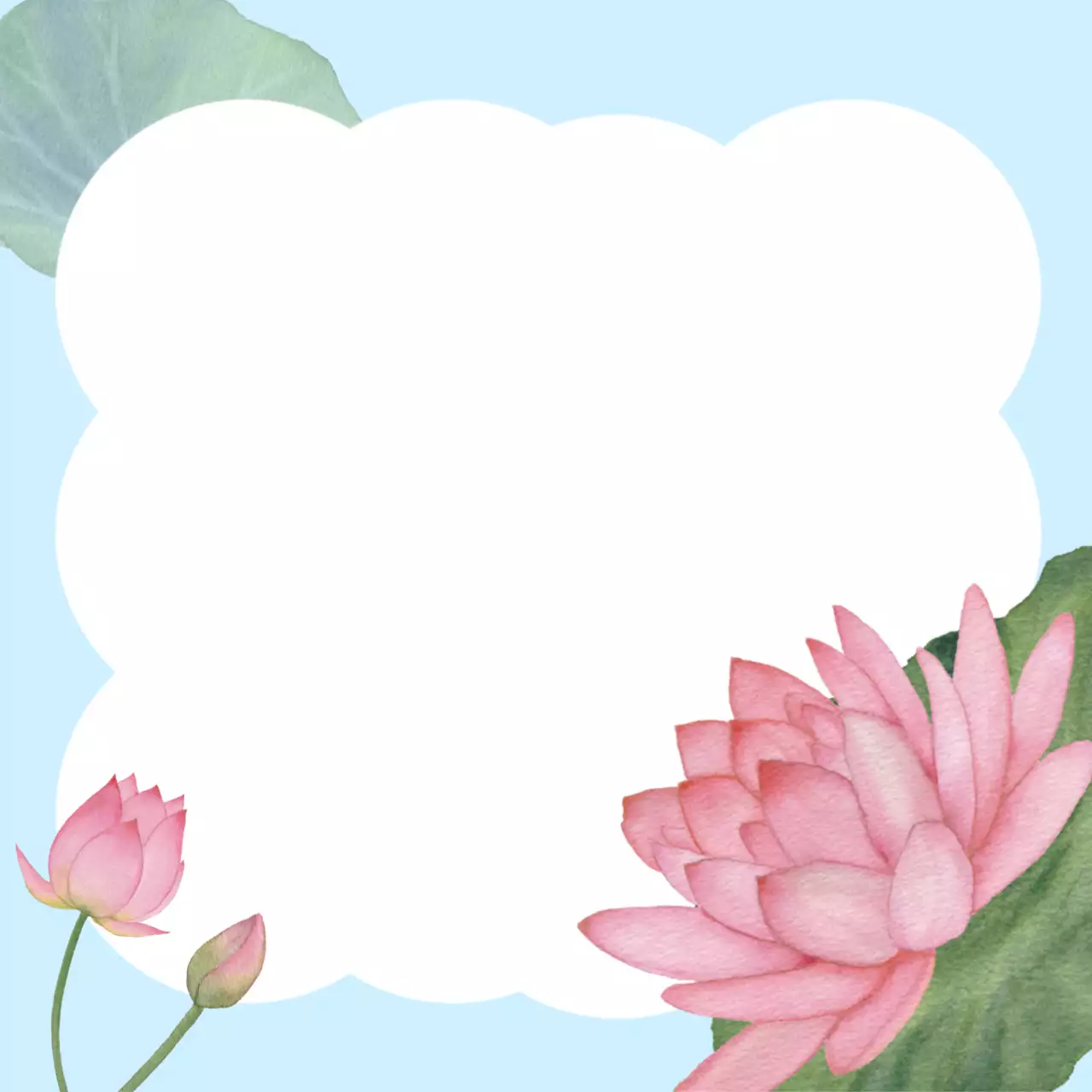 하늘색 아기자기한 연꽃 엽서