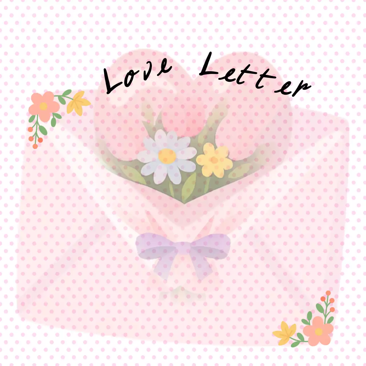 분홍색 아기자기한 러브레터 편지