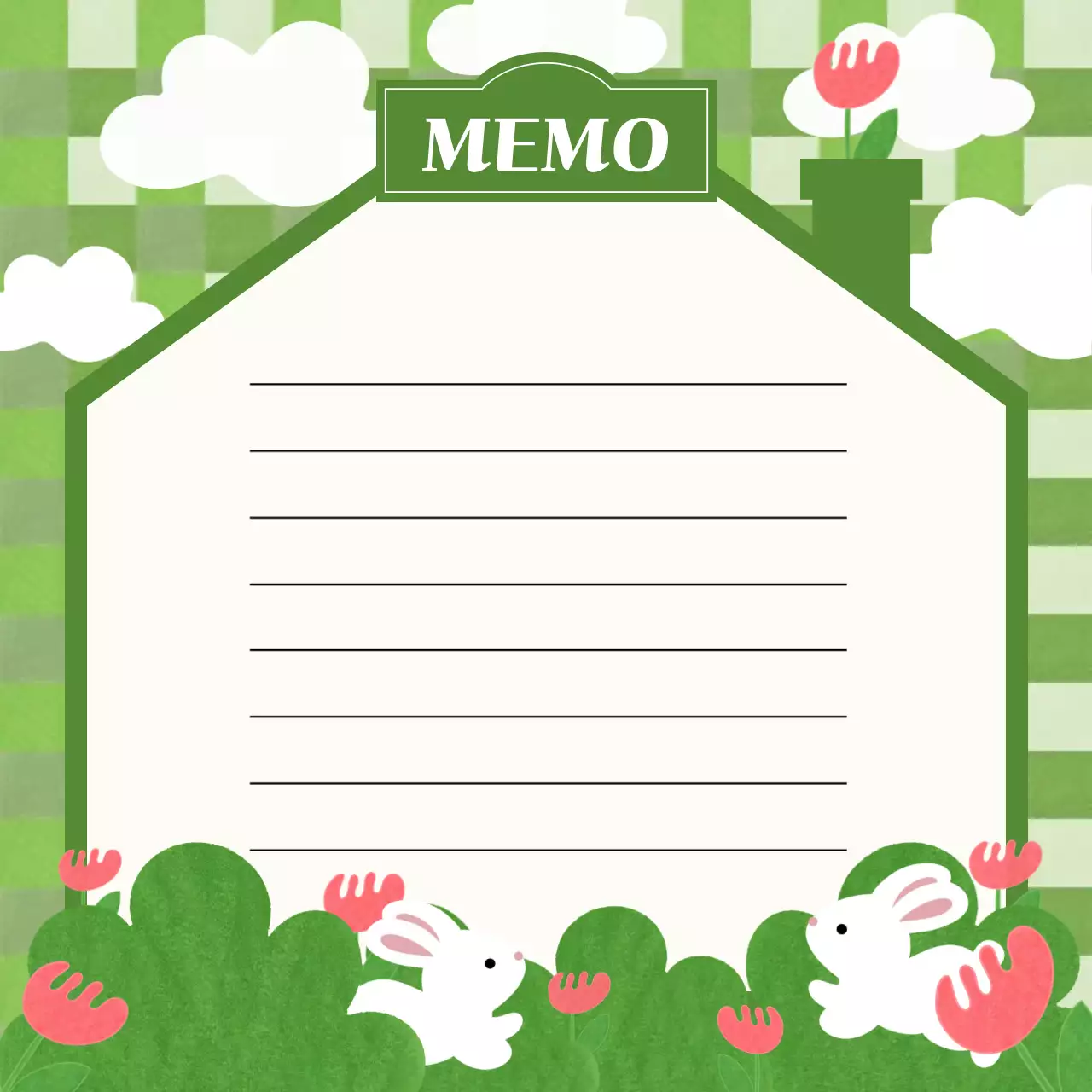 초록색 깔끔 토끼 메모 노트