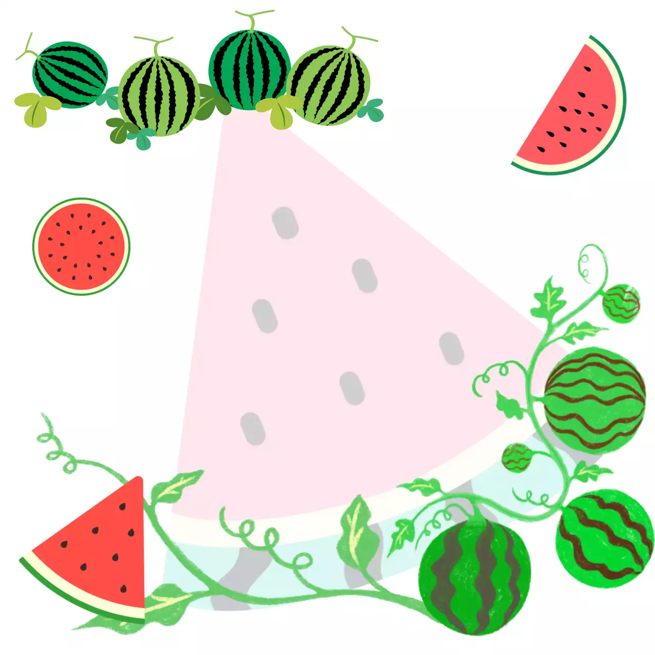 초록 심플 수박 메뉴 홍보