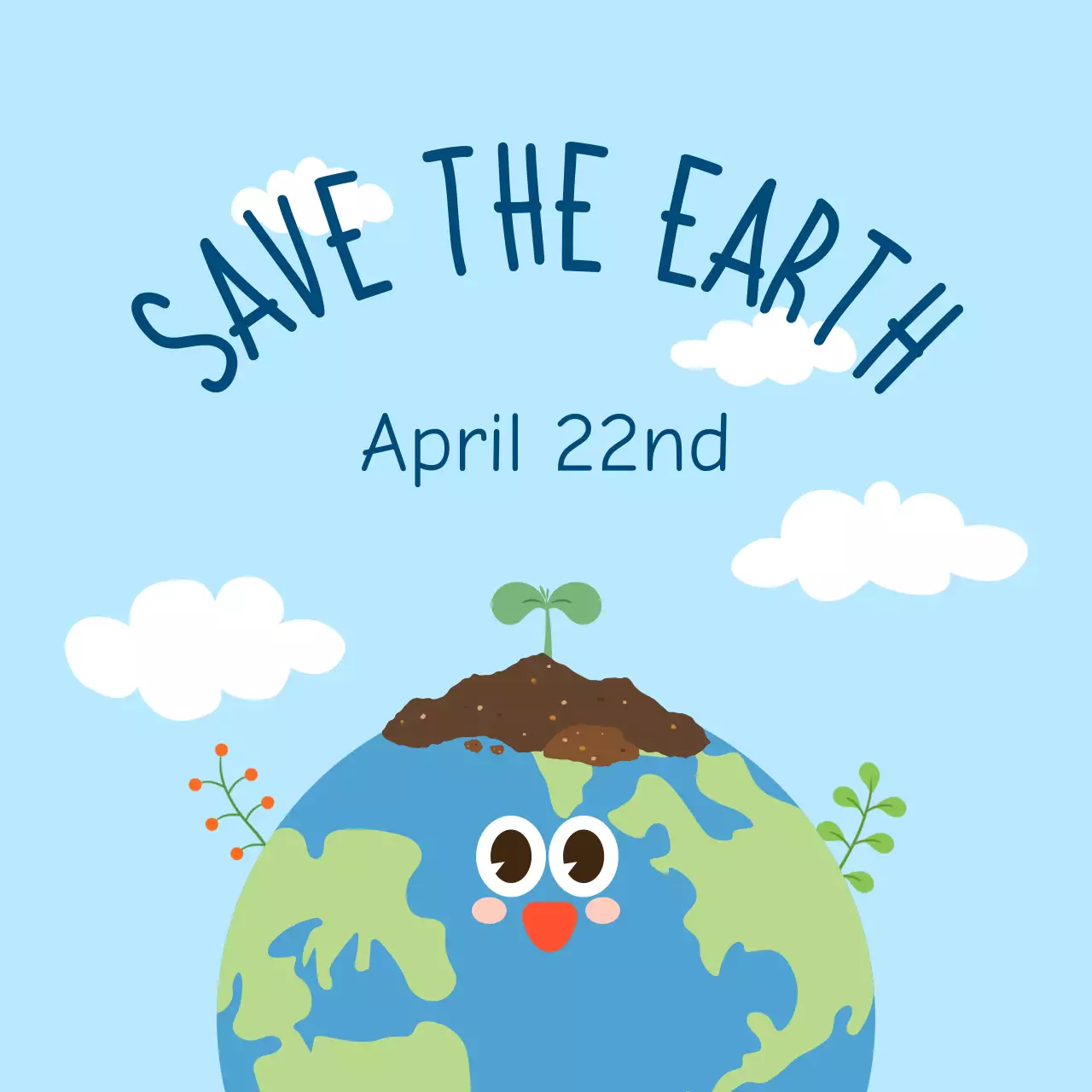 하늘색 아기자기한 지구 환경 보호 캠페인