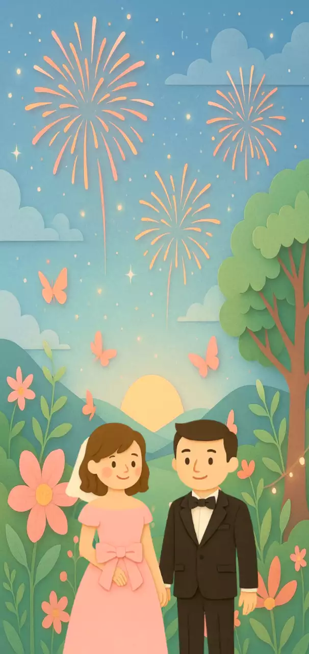 분홍 심플 결혼식 축제 안내