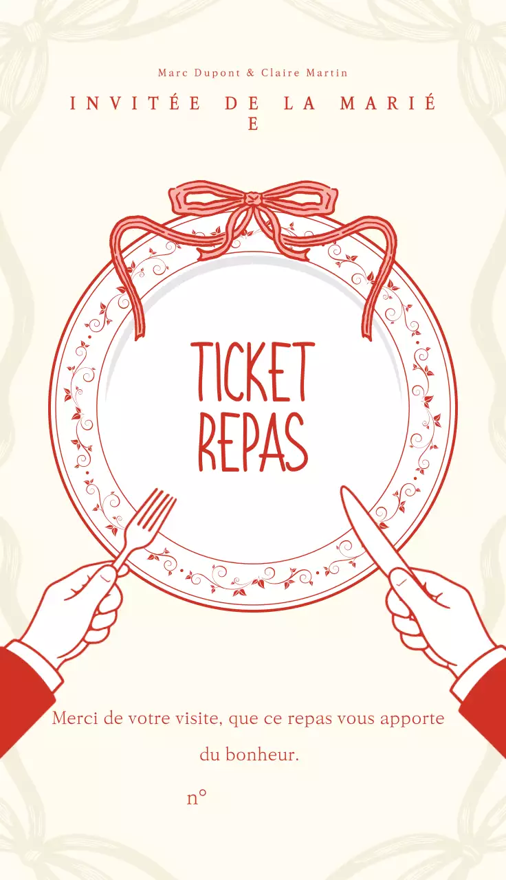 Invitation de mariage simple rouge
