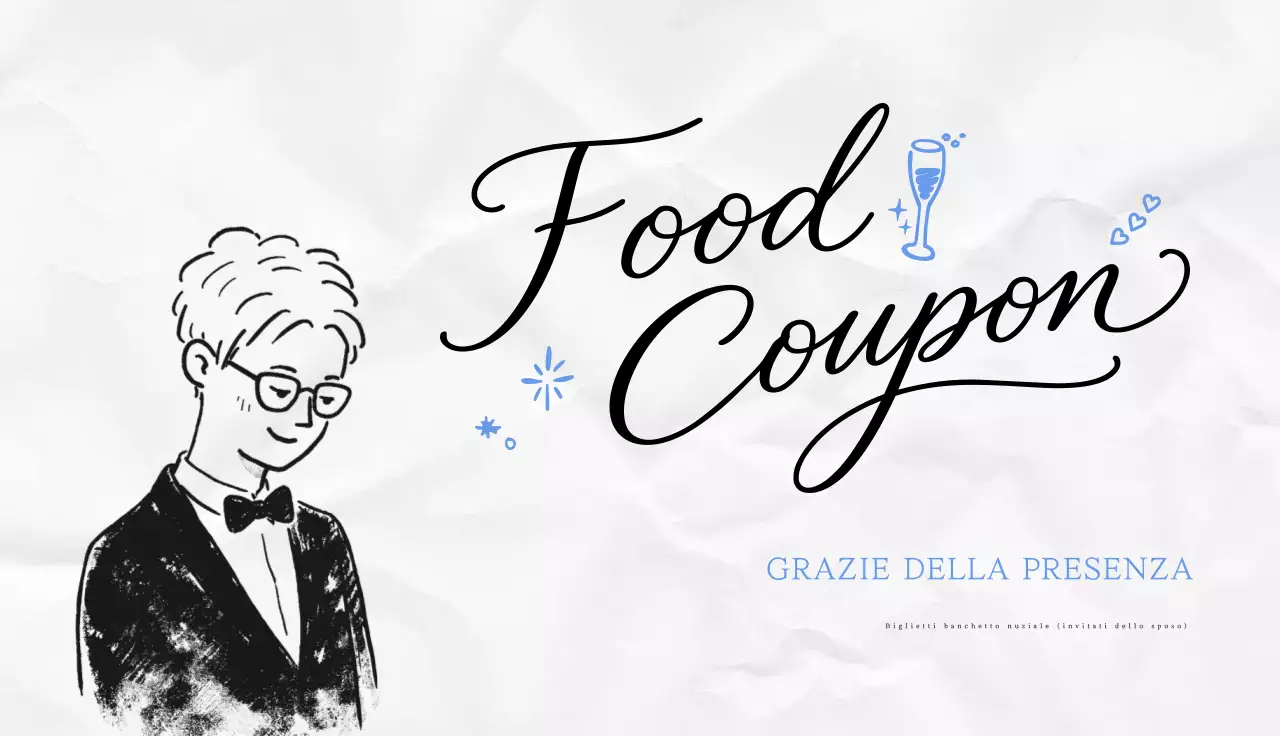 Coupon per la cerimonia nuziale semplice dello sposo in bianco