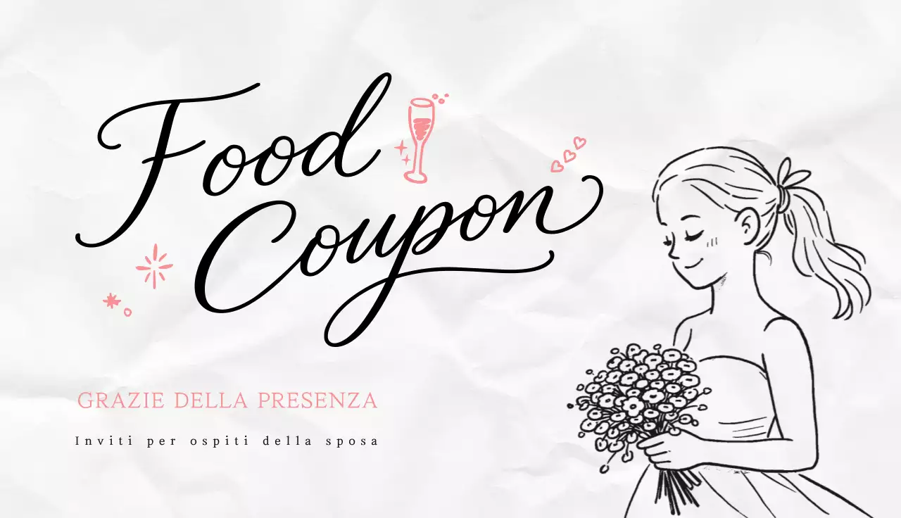 Coupon per cibo da matrimonio semplice rosa