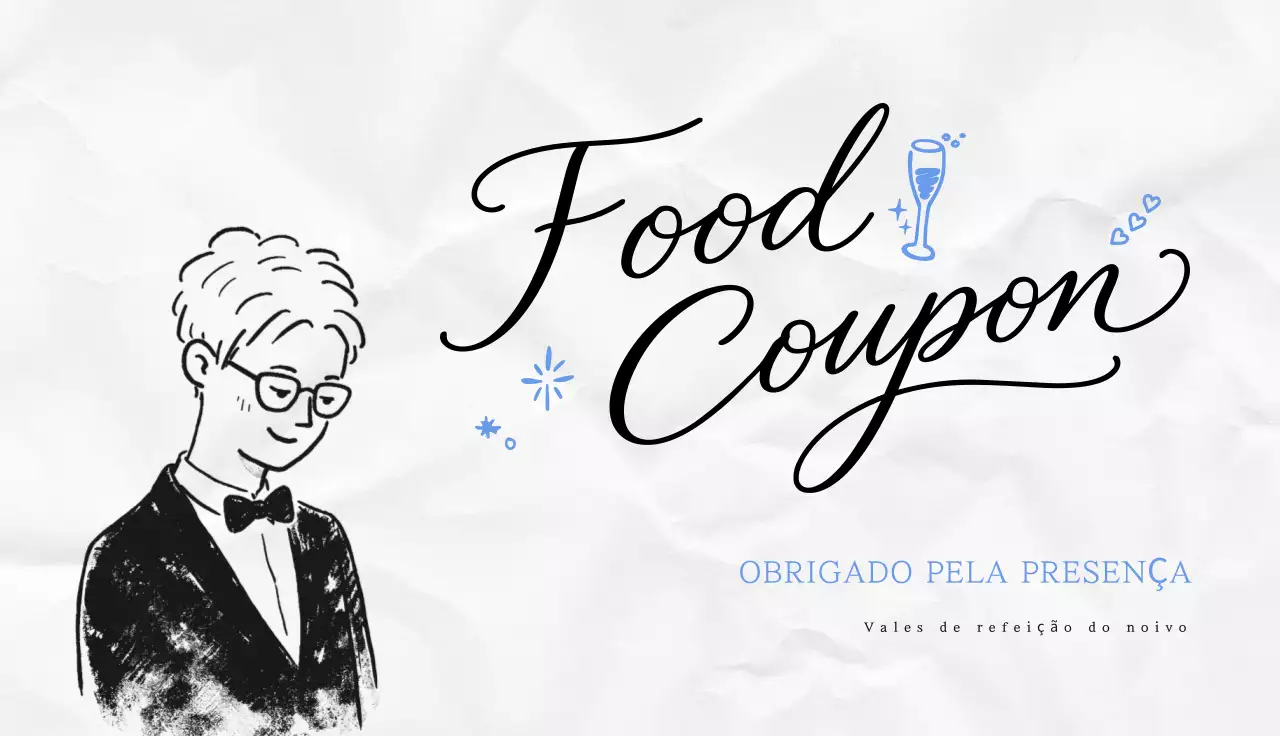 cupom para cerimônia de casamento simples do noivo branco