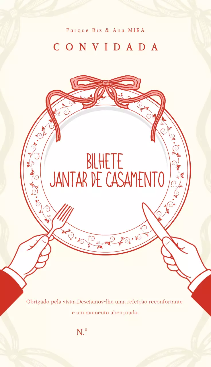 Convite de casamento simples em vermelho