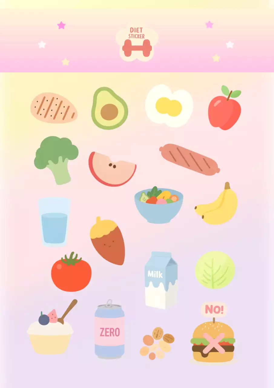 보라색의 아기자기한 다이어트 일러스트 모음