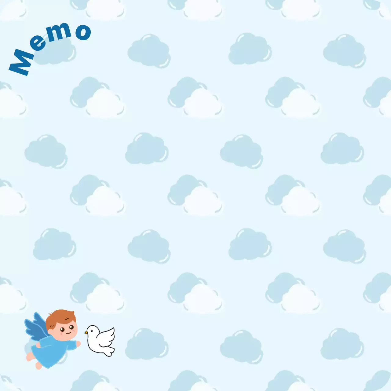 하늘색 아기자기한  엽서