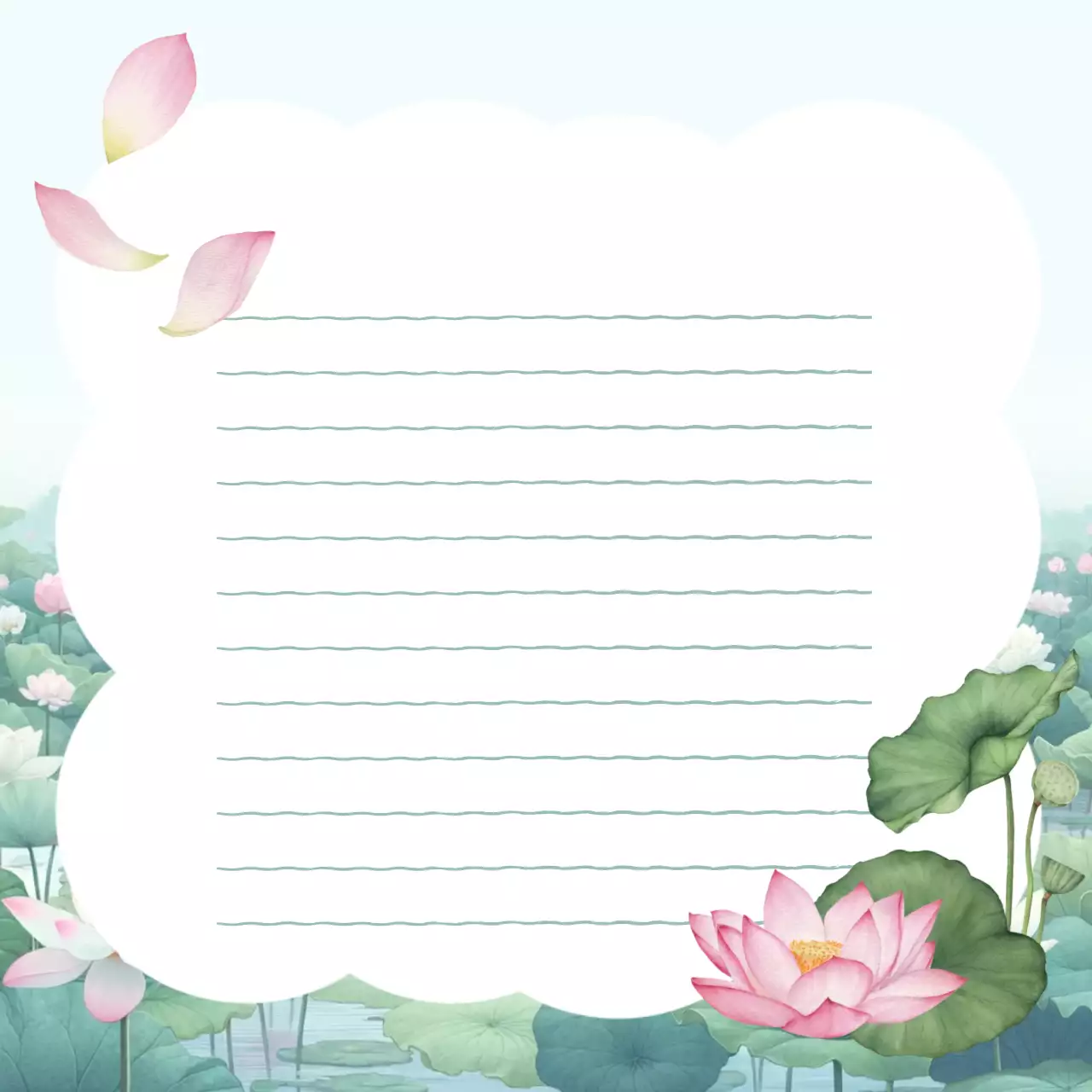 분홍 심플 연꽃 편지