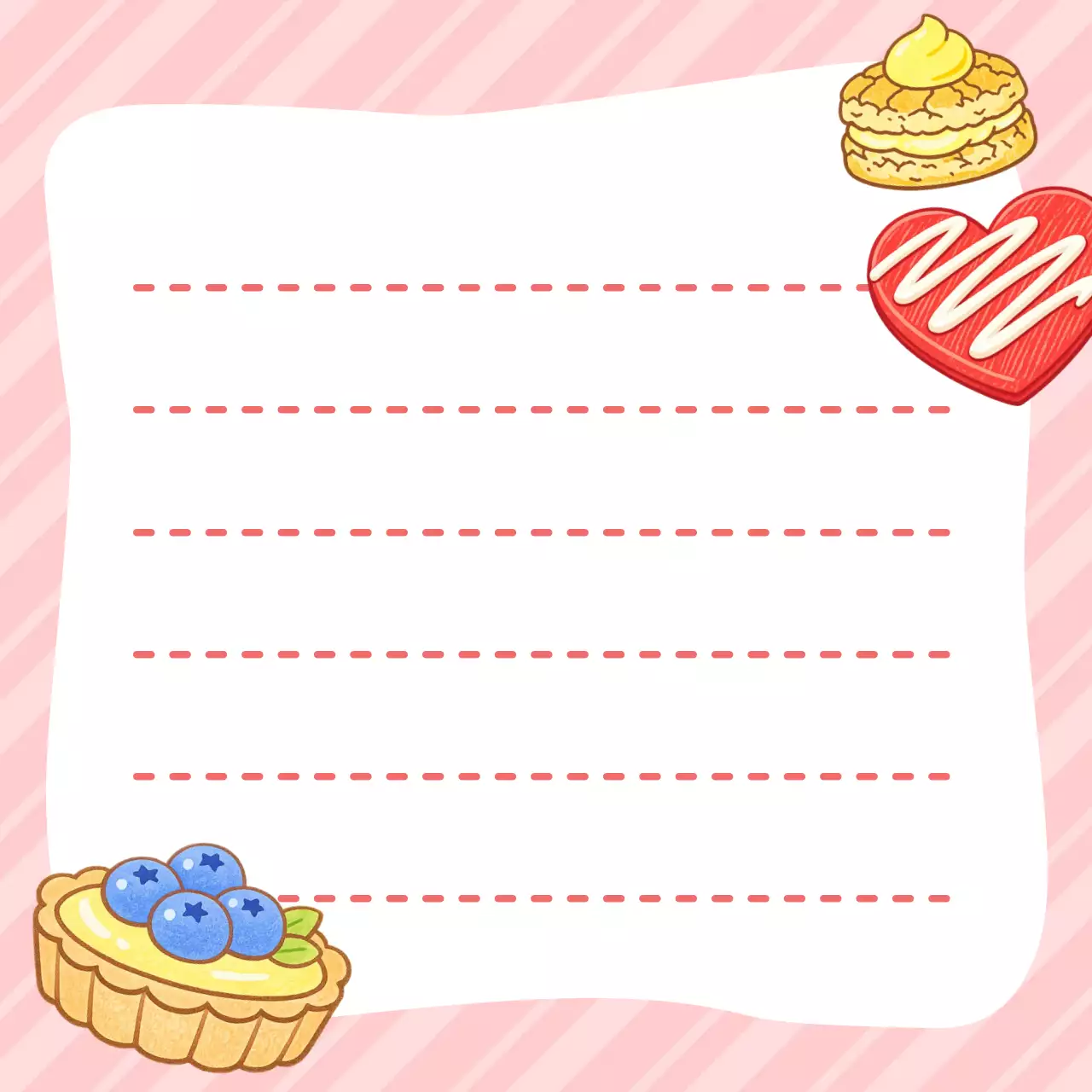 분홍색 아기자기한 디저트