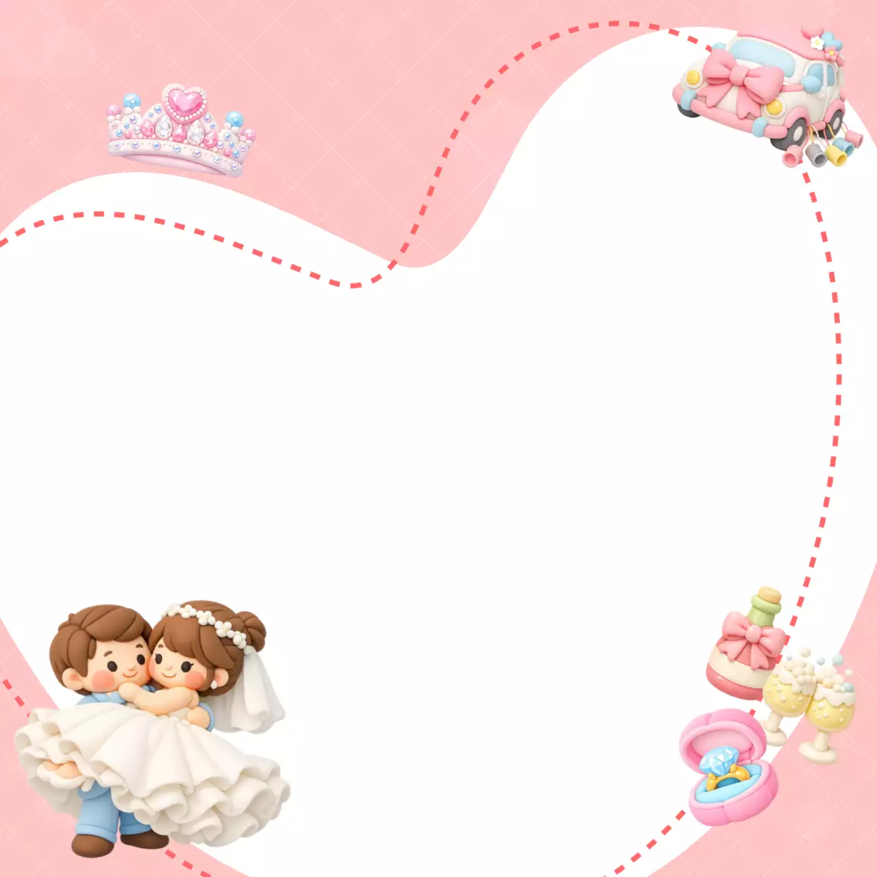 분홍색 아기자기한 결혼 소품