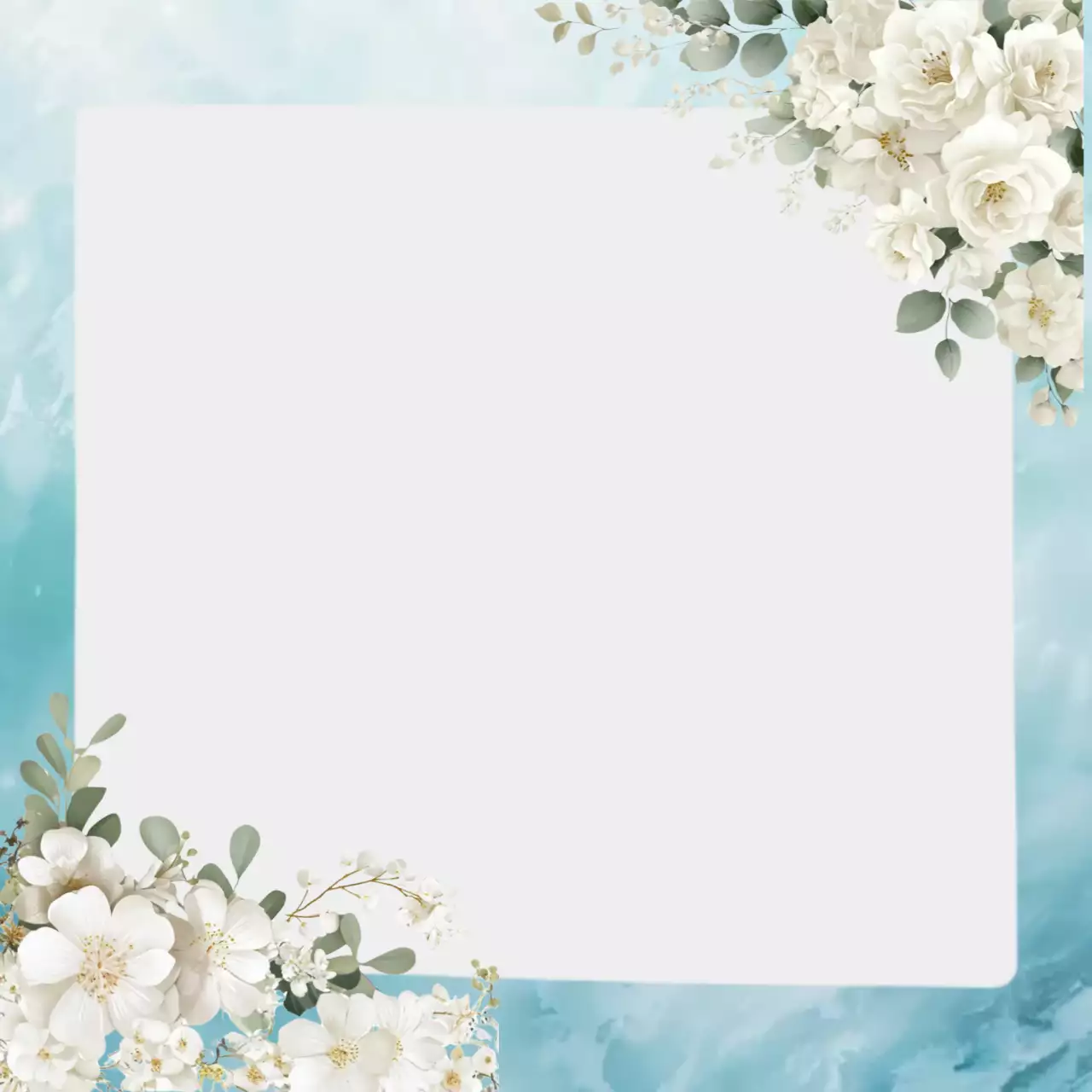 하늘색 미니멀 꽃장식 노트