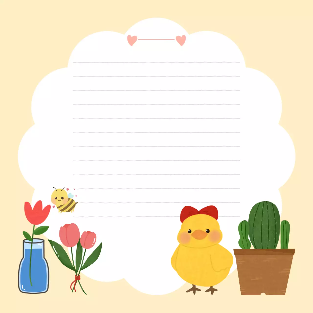 노란 귀여운 편지지 포토프레임