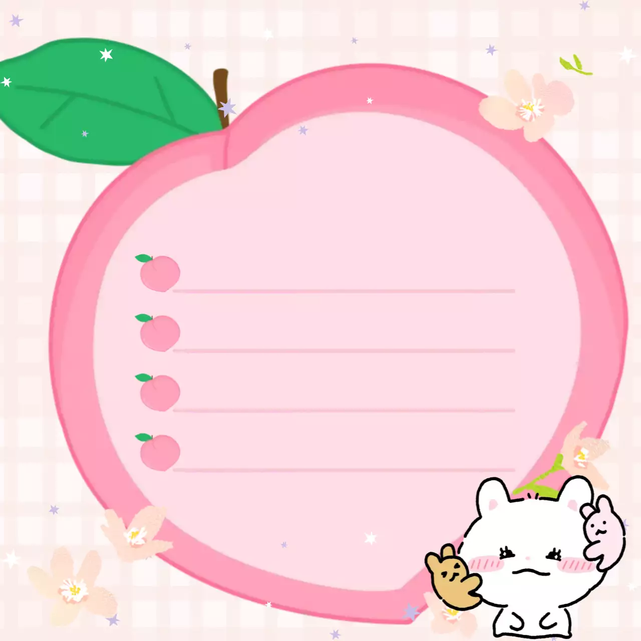 분홍색 아기자기한 과일 프레임