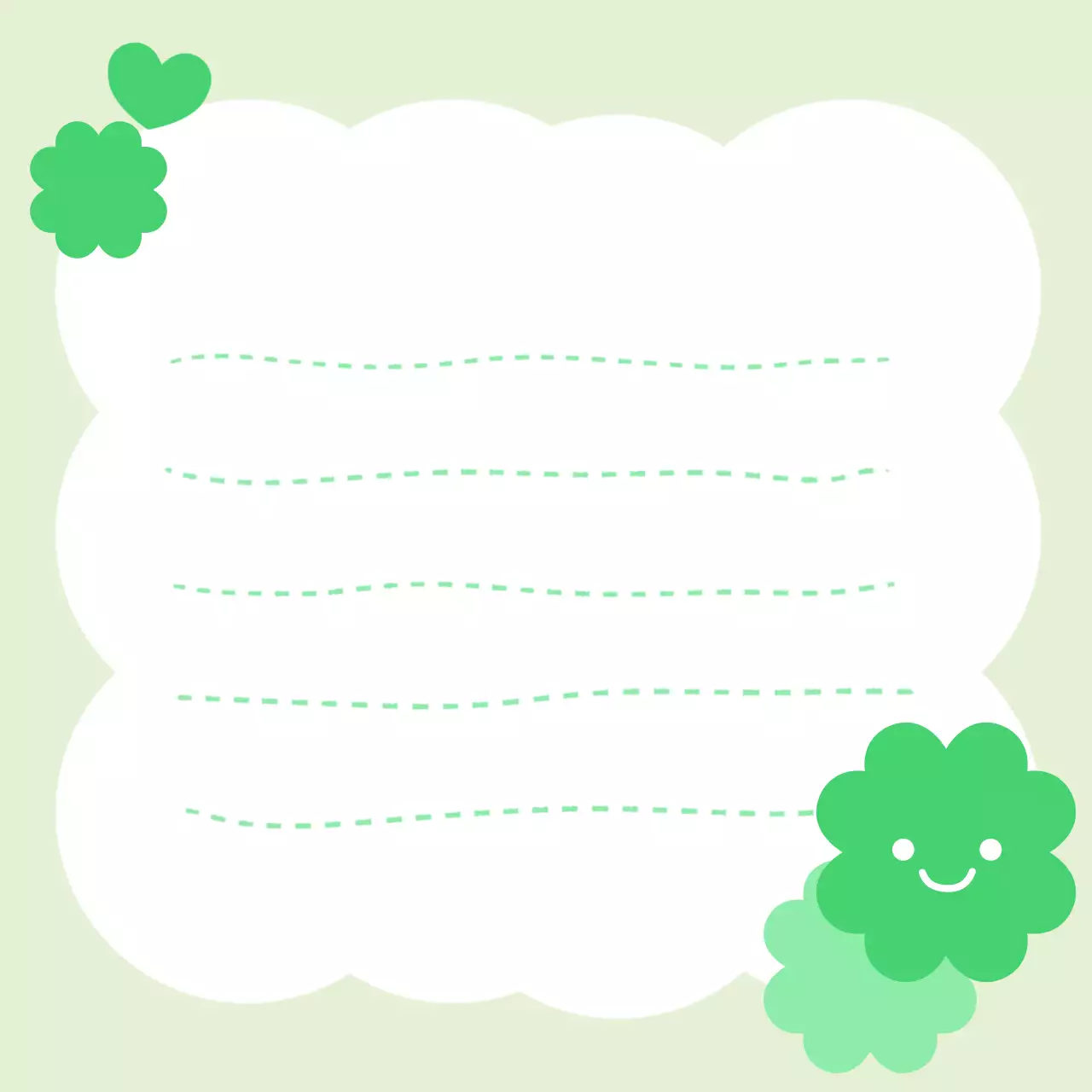 초록색 심플 네잎 클로버 행운 편지 프레임