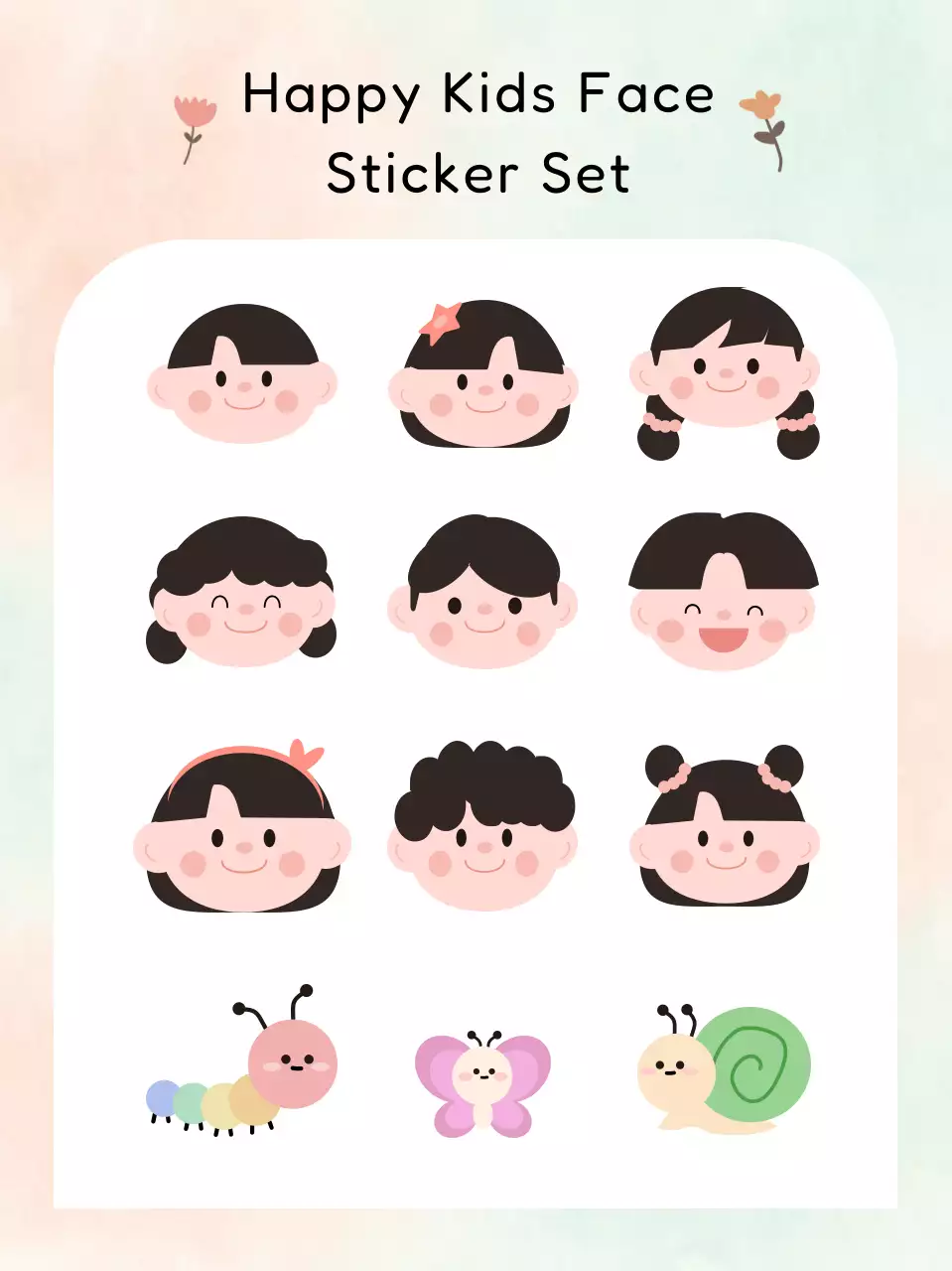 핑크 아기자기한 어린이 일러스트 스티커