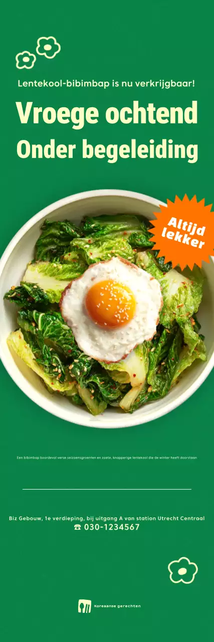 Promotie van het Green Simple Spring Cabbage Bibimbap-menu