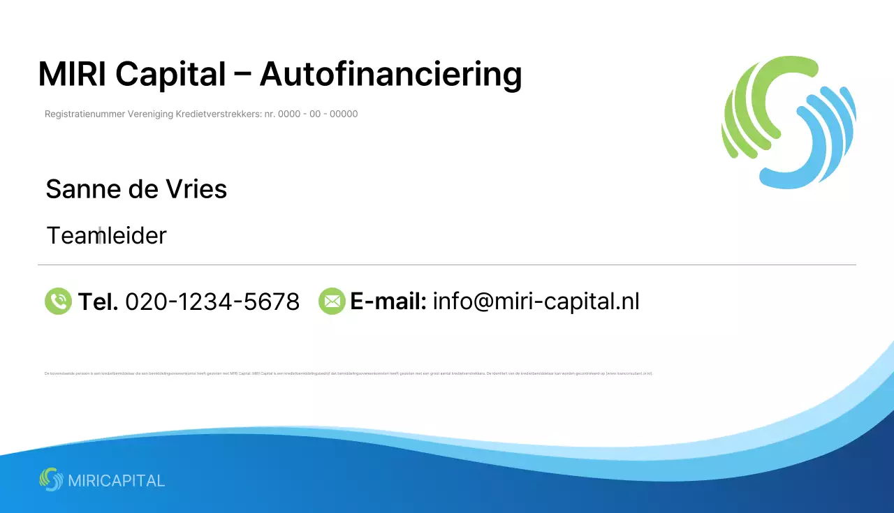 Blauw eenvoudig visitekaartje voor de financiële sector