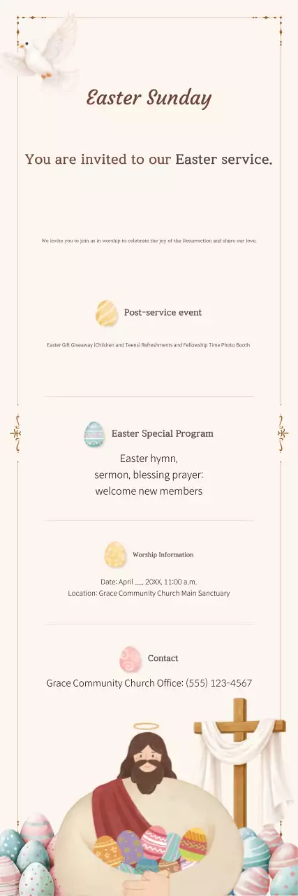 White Simple Easter Service Guide