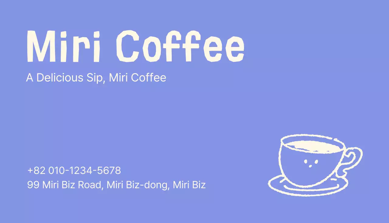 파란색 깔끔 커피 메뉴판