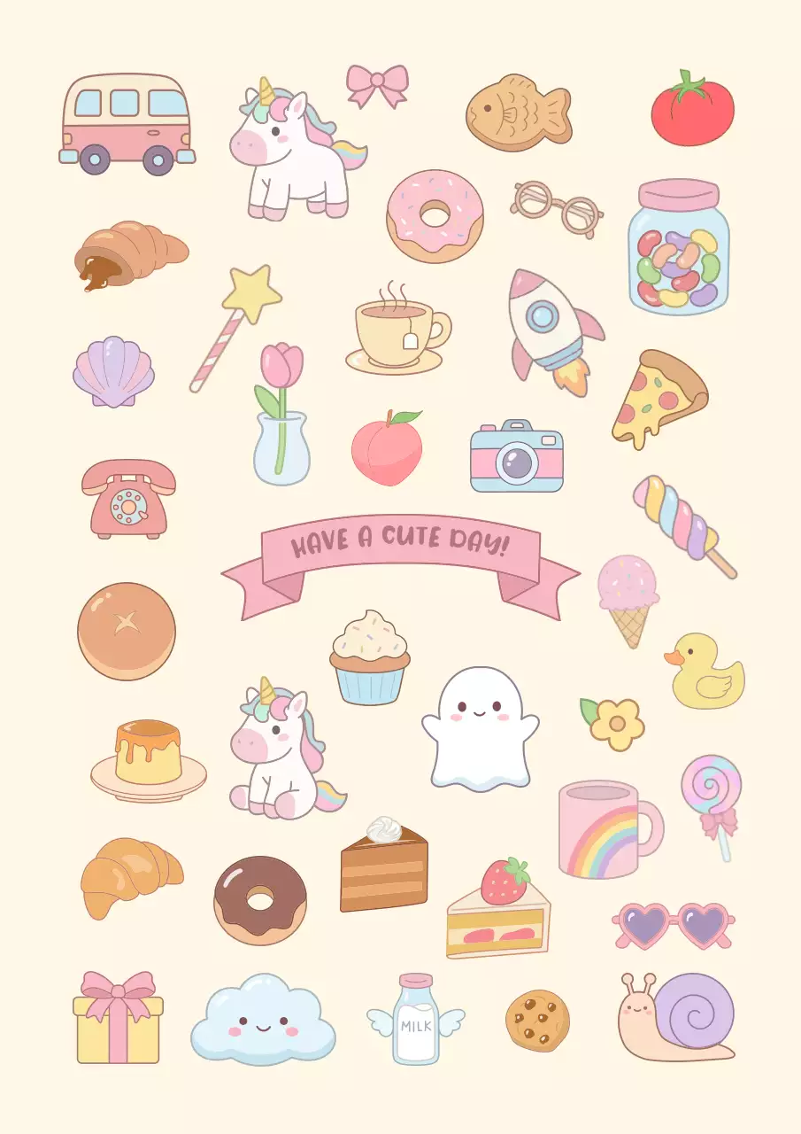 분홍색 아기자기한 귀여운 다꾸