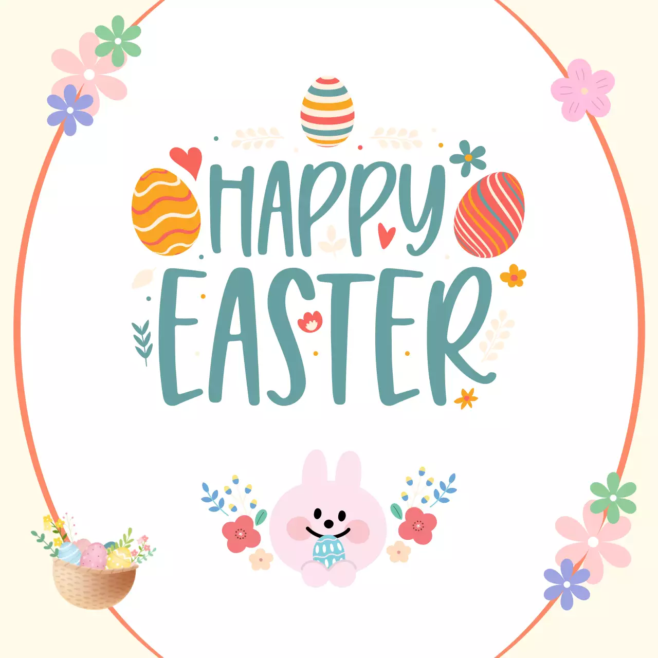 kartu undangan Paskah sederhana berwarna merah muda