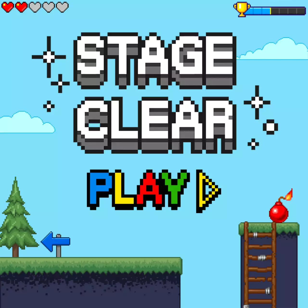 파랑 레트로 게임 플레이 홍보