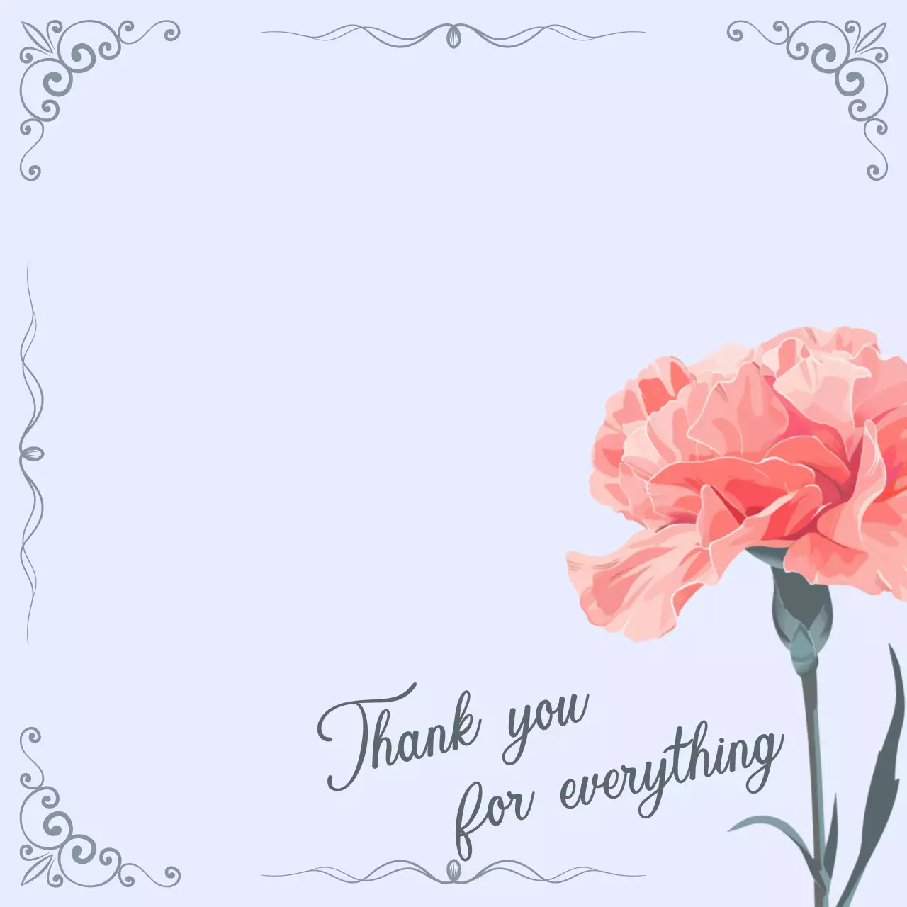 연보라색 미니멀 감사 인사 카드