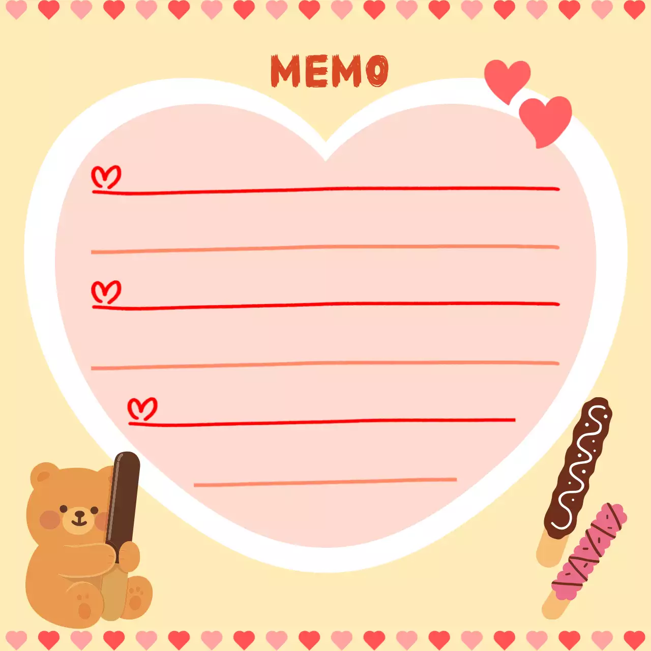 핑크 아기자기한 메모 노트