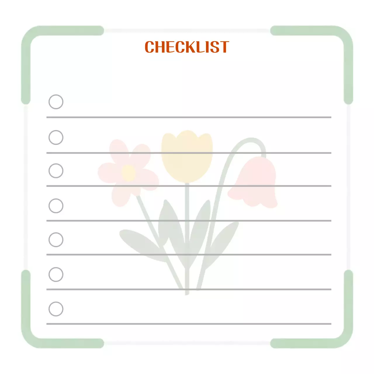 초록색 심플 봄꽃 체크 노트