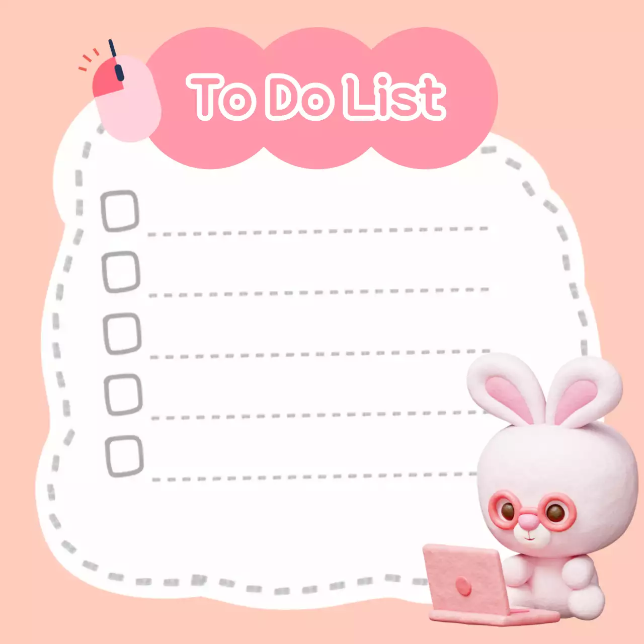 분홍색 아기자기한 할일목록 엽서