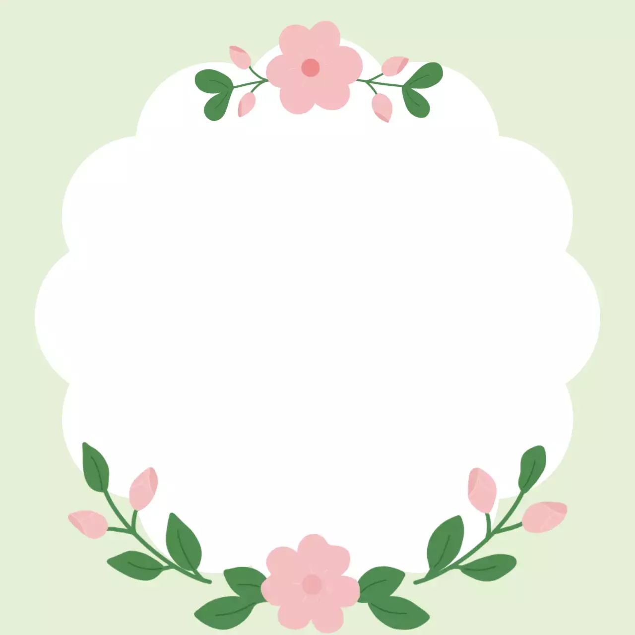 초록색 심플 봄꽃 프레임