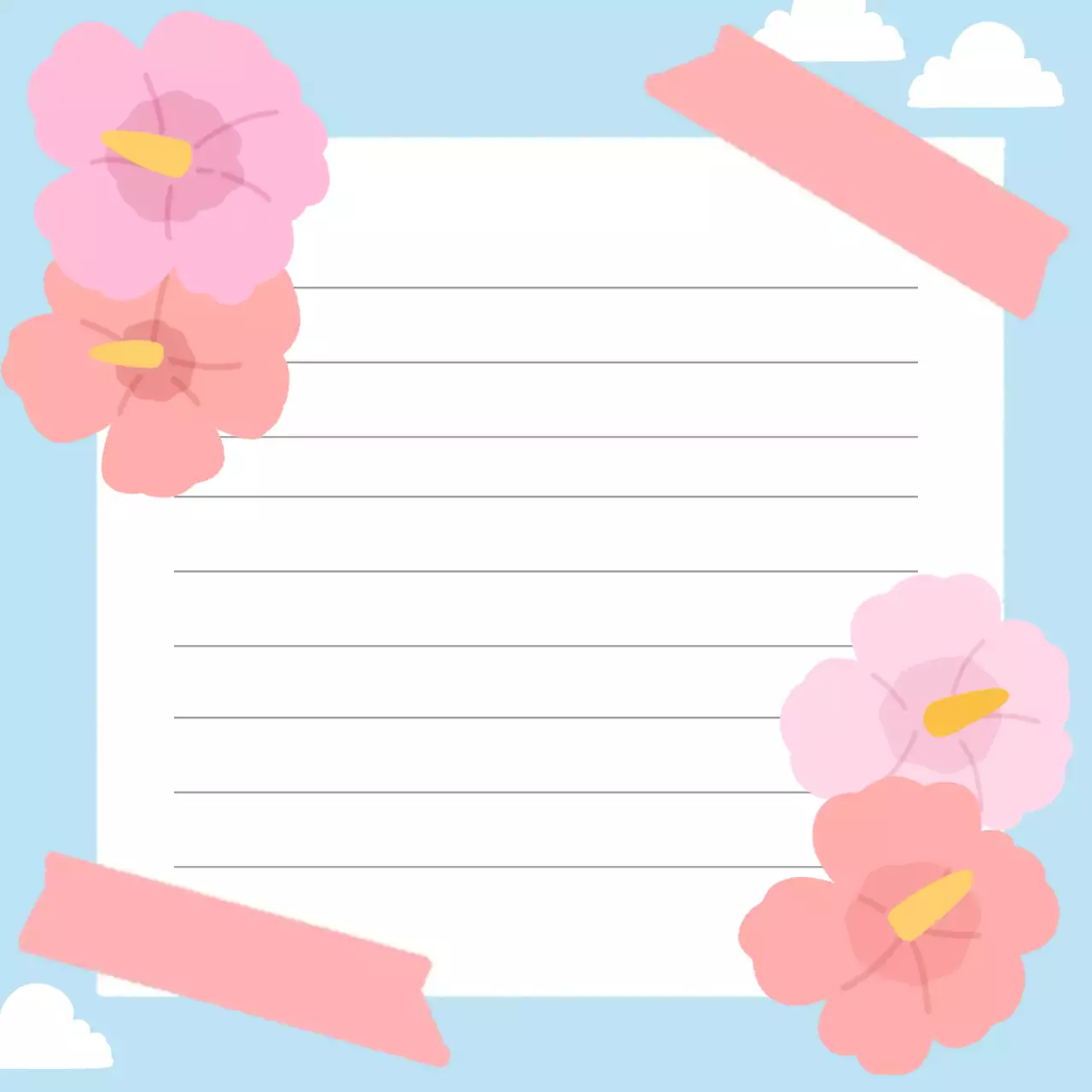 하늘색 아기자기한 무궁화 편지