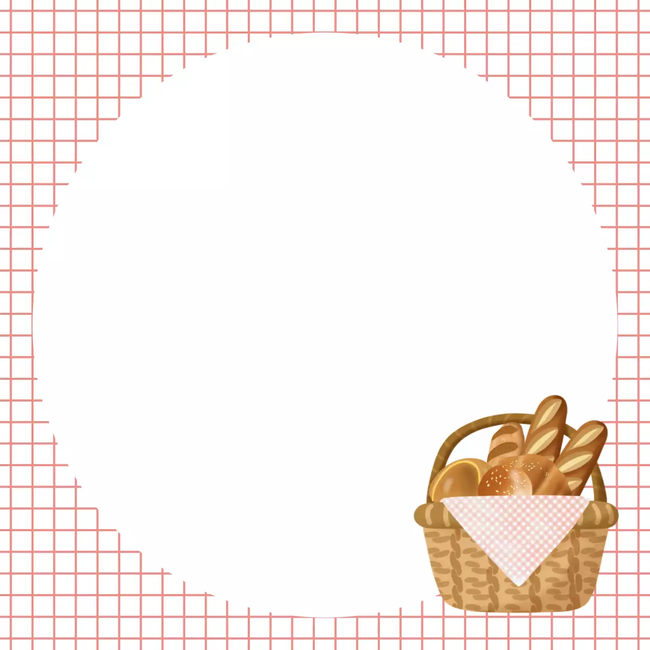 빨강 심플 빵 바구니 메뉴 홍보